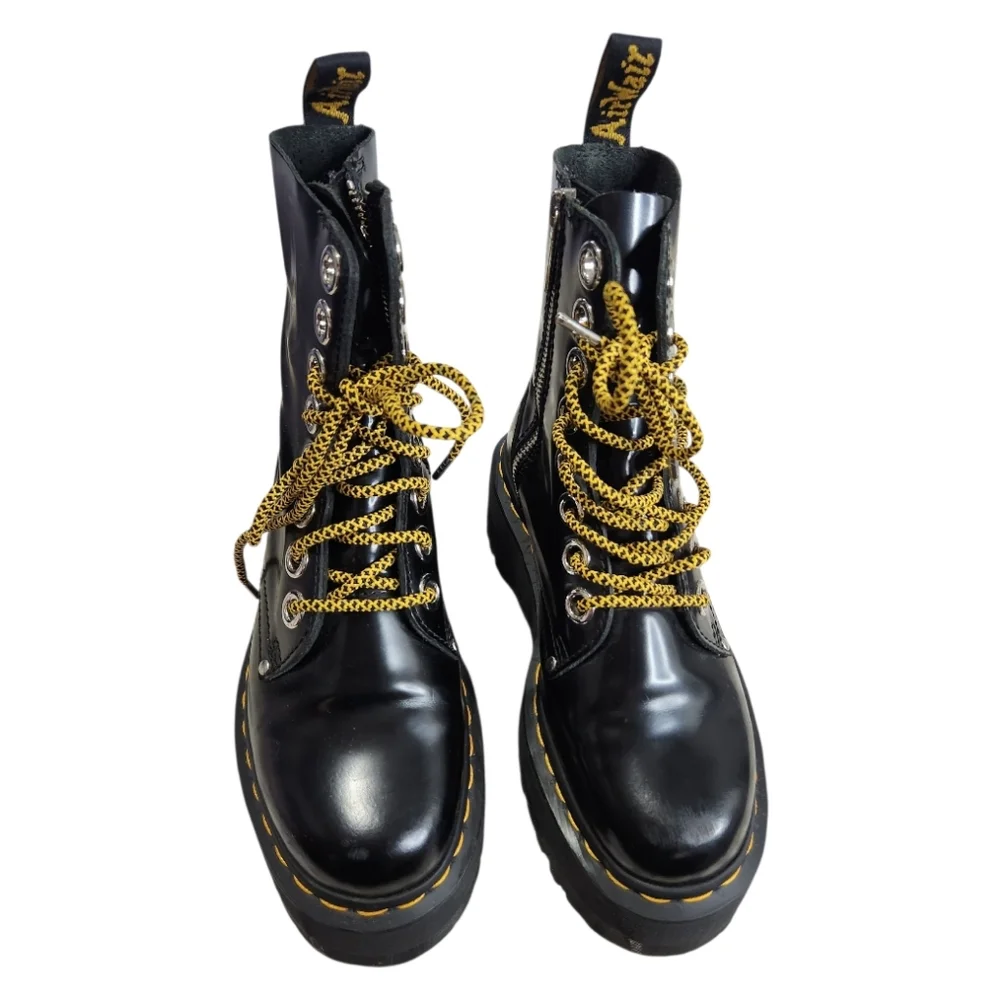 Dr. Martens Black and Gold Combat Boots - Picture 3 of 7